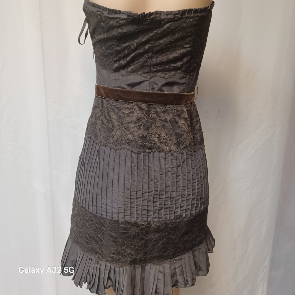 Banana Republic Women Size 4 Brown Strapless Sundress Pleated Cocktail - Picture 7 of 13